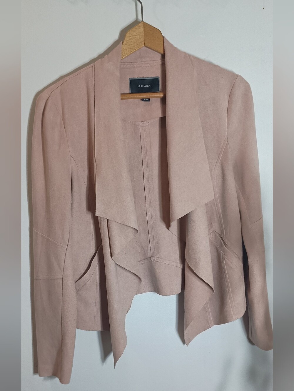 le chateau Blush Pink Drape Front Jacket